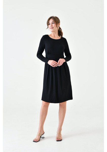 Kadın Uzun Kol Emzirme Detaylı Tesettüre Uygun Viskon Rahat Şık Midi Hamile Elbisesi indirimleri