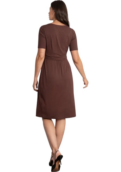 Kadın Kısa Kol Emzirme Detaylı Tesettüre Uygun Viskon Rahat Şık Midi Hamile Elbisesi fiyatları