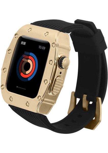 ​​​apple Watch 44MM Uyumlu Silikon Kordon ve Değişim Kiti Hublot Convert Paslanmaz Çelik Kasa