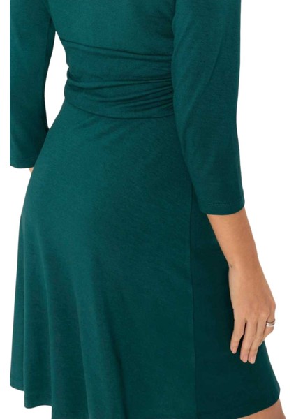 Kadın Önden Düğümlü V Yaka Spor Şık Truvakar Kol Casual Curve Hamile Elbisesi fırsatları