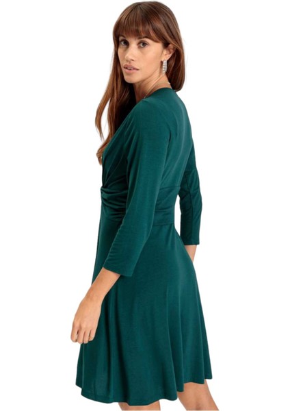 Kadın Önden Düğümlü V Yaka Spor Şık Truvakar Kol Casual Curve Hamile Elbisesi indirimleri