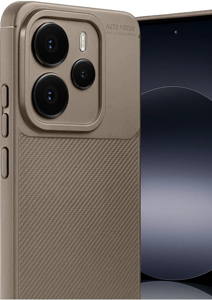 Allzey Newface Xiaomi Note 14 5g Auto Focus Karbon Kapak - Kahverengi modelleri