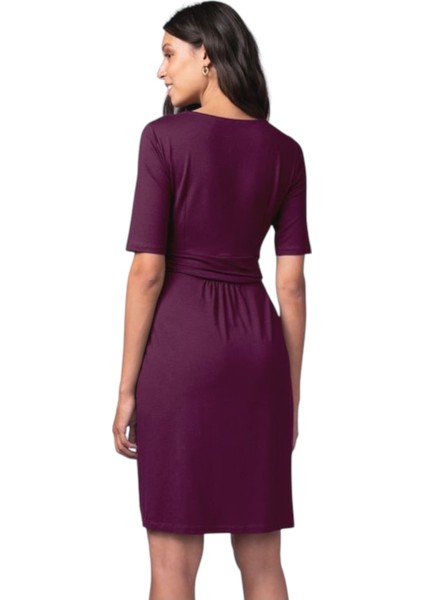 Kadın Kısa Kol Emzirme Detaylı Tesettüre Uygun Viskon Rahat Şık Midi Hamile Elbisesi fırsatları