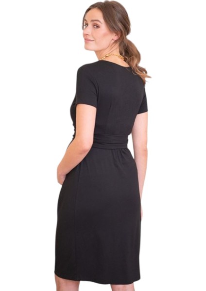 Kadın Kısa Kol Emzirme Detaylı Tesettüre Uygun Viskon Rahat Şık Midi Hamile Elbisesi fiyatları