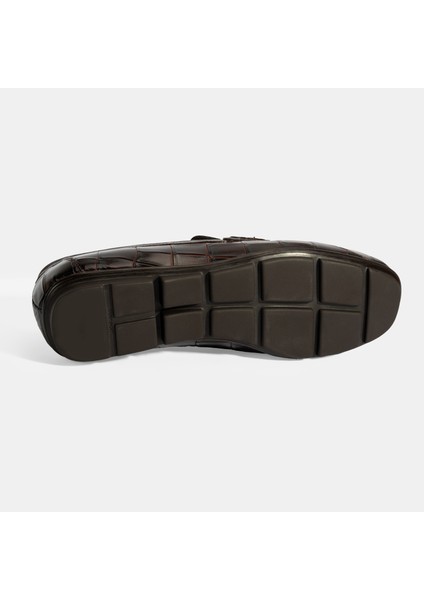 Erkek Kahve Kroko Baskılı Deri Loafer fırsatları