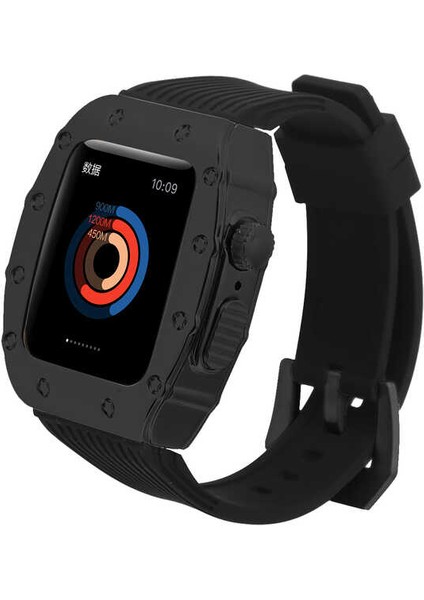 ​​​apple Watch 7 45MM Uyumlu Silikon Kordon ve Değişim Kiti Hublot Convert Paslanmaz Çelik Kasa