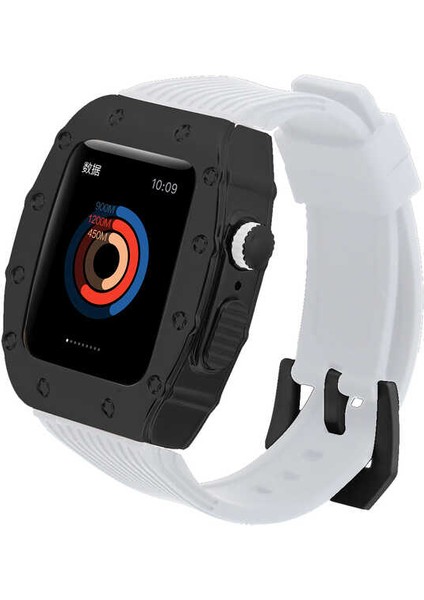 ​​​apple Watch 7 45MM Uyumlu Silikon Kordon ve Değişim Kiti Hublot Convert Paslanmaz Çelik Kasa