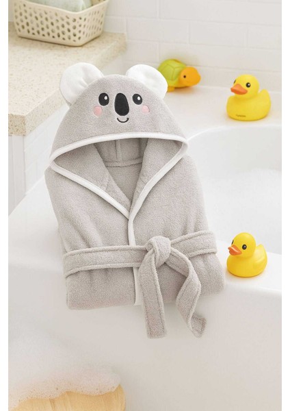 Kapşonlu Unisex &#37;100 Pamuklu Çocuk Banyo Bornozu Koala modelleri