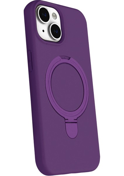 Allzey Newface Apple Iphone 15 Regal Magsafe Standlı Kapak - Derin Mor modelleri
