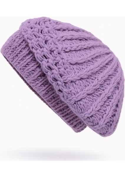 Lila Ressam Model Triko Kadın Şapka Bere