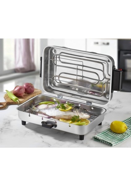 Elektrikli Izgara Mangal 38X24 Cm, 1100 W, Metalik, Pratik ve Şık Tasarım fiyatları