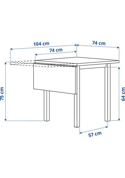 Nordviken Katlanır Mutfak Masası Beyaz 2-4 Kişilik 74 / 104 x 74 Cm fiyatları
