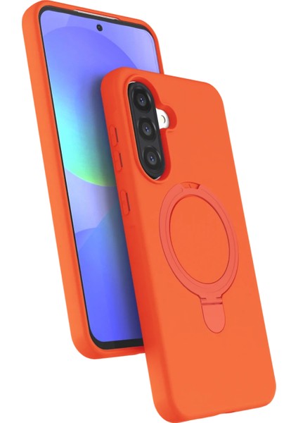 Allzey Newface Samsung Galaxy A26 Regal Magsafe Standlı Kapak - Turuncu