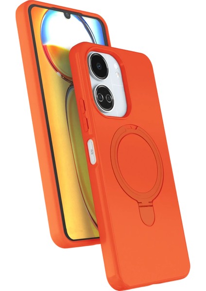 Allzey Newface Xiaomi Redmi 13C Regal Magsafe Standlı Kapak - Turuncu