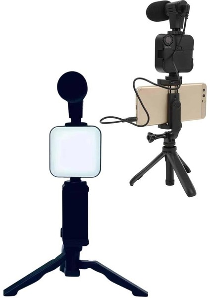 Wizard Telefon Tutucu LED Işıklı Kumandalı Mikrofon Telefon Vlog Video Kayıt indirimleri