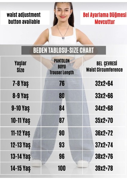 Kız Çocuk Wide Baggy Geniş Paça Kot Pantolon(Jean) indirimleri