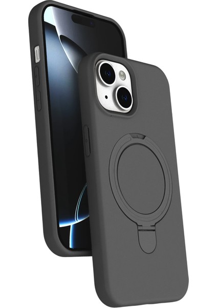 Allzey Newface Apple Iphone 15 Regal Magsafe Standlı Kapak - Titan Gri