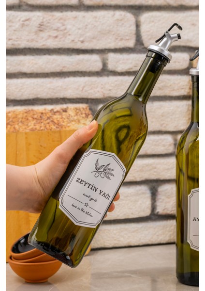 Ahşap Stantlı 2'li Yağ Şişesi - Zeytinyağı Sıvıyağ Şişesi - Dekoratif Yağdanlık Yağlık 750 ml fiyatları