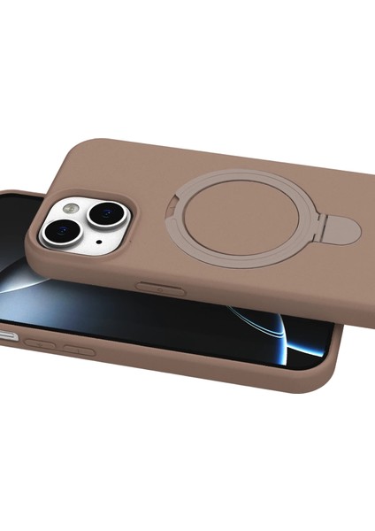 Allzey Newface Apple Iphone 15 Plus Regal Magsafe Standlı Kapak - Çöl Titanyum fırsatları