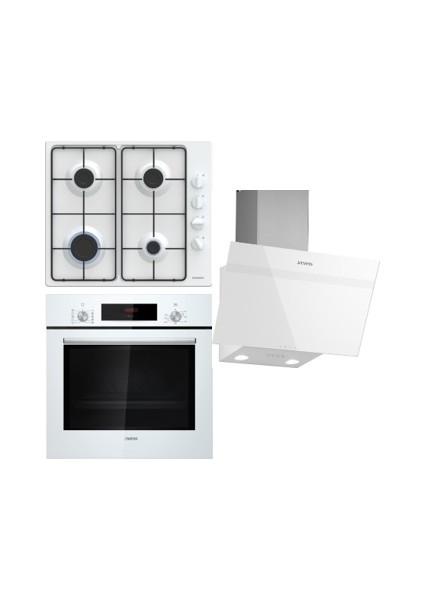 Beyaz Eko Ankastre Set HB012FBW1T FIRIN-EB6C2PK80O OCAK-LC63KPJ20T Davlumbaz