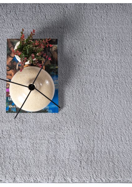 Yıkanabilir Kaymaz Taban Gri Renk Peluş Post Halı