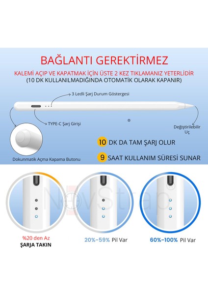 iPad Air 1/air 2/ Pro 9.7 Inç 2015-2017 2018 ile Uyumlu Dokunmatik Tablet Kalemi Gen2 Stylus Pencil FR2911