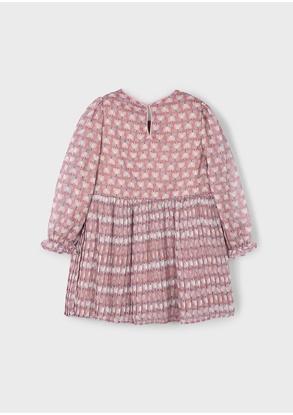 Kız Çocuk Uzun Kollu Pembe Tül Elbise (4-10 Yaş) – Çiçek Desenli, Pamuk Astarlı, Kurdele Detaylı fiyatları