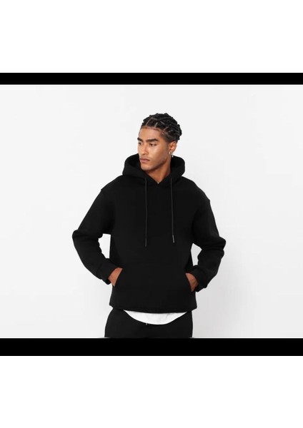 Unisex Oversize Gri 3 Iplik Kanguru Kapüşonlu Sweatshirt fiyatları