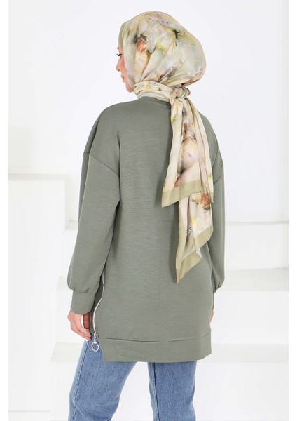 Garnili Fermuarlı Oysho Sweatshirt D-1 Haki - 27610 fırsatları