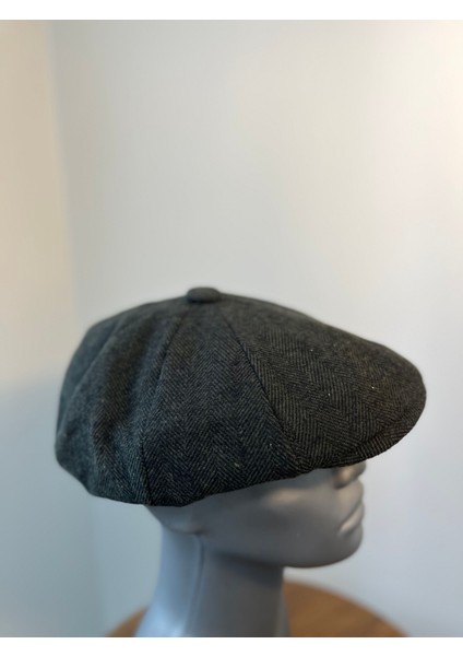 Erkek Kışlık Kaşe Kumaş Düğmeli Balık Sırtı Desenli Kasket Şapka (Newsboy Cap) fiyatları