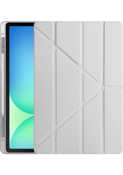 Allzey Newface Samsung Galaxy Tab S10 Fe Plus 13.1 Kalemlikli Hugo Tablet Kılıfı - Gri