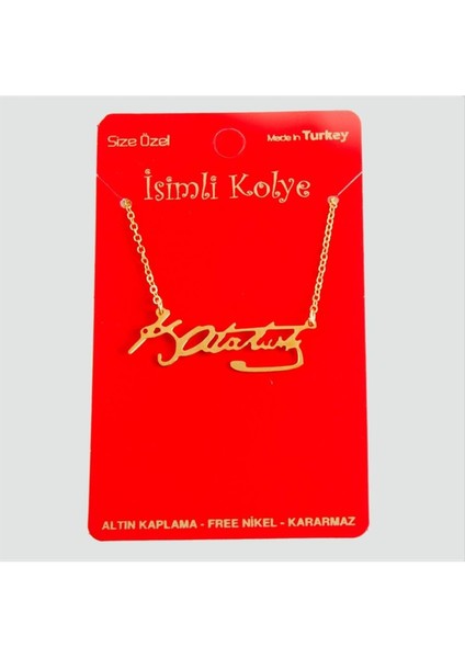 Allzey Mustafa Kemal Atatürk Imzalı Uçlu Kolye-Sarı modelleri