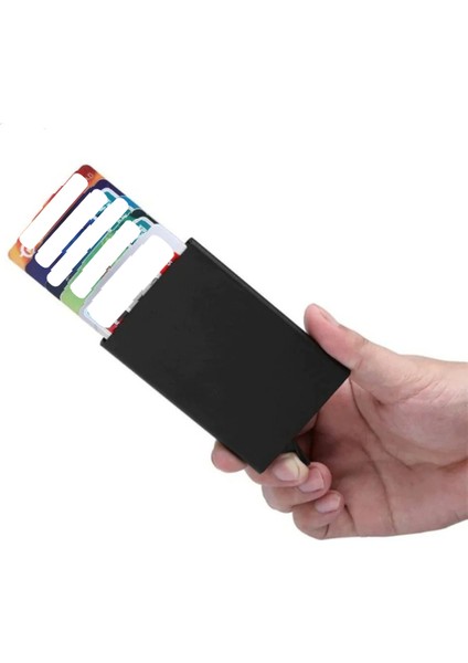 Metal Mekanik Kartlık Cüzdan – Gri, Rfıd Korumalı, Ince ve Şık