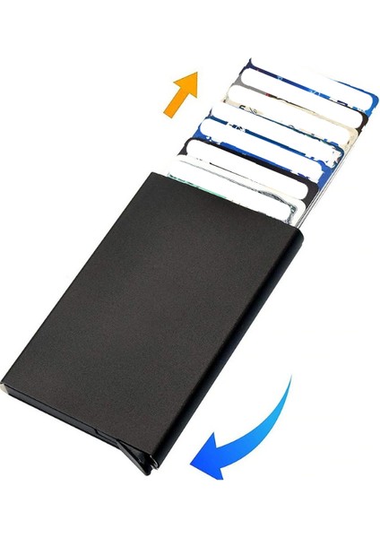 Metal Mekanik Kartlık Cüzdan – Gri, Rfıd Korumalı, Ince ve Şık