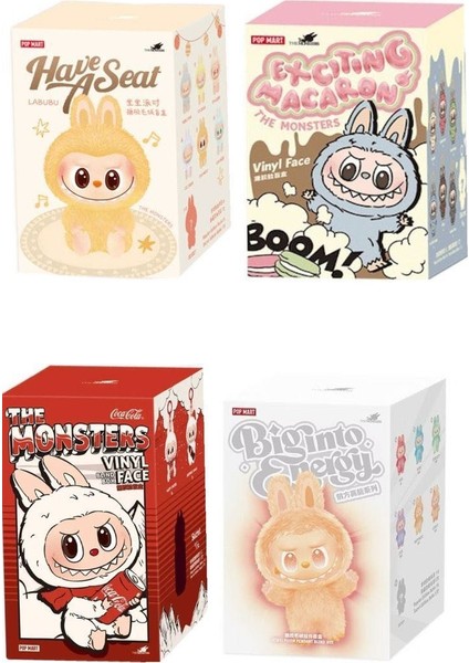 Mükemmel Labubu 4’lü Set Heva Seat, Biginto Energy, Macaron, Coca Cola