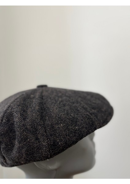 Erkek Kışlık Kaşe Kumaş Düğmeli Balık Sırtı Desenli Kasket Şapka (Newsboy Cap) fiyatları