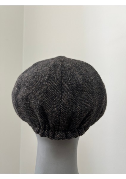 Erkek Kışlık Kaşe Kumaş Düğmeli Balık Sırtı Desenli Kasket Şapka (Newsboy Cap) indirimleri