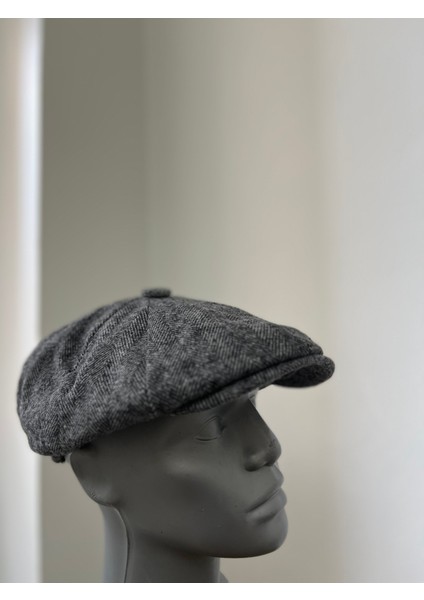 Erkek Kışlık Kaşe Kumaş Düğmeli Balık Sırtı Desenli Kasket Şapka (Newsboy Cap) fiyatları