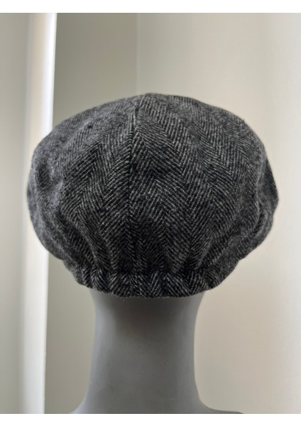 Erkek Kışlık Kaşe Kumaş Düğmeli Balık Sırtı Desenli Kasket Şapka (Newsboy Cap) indirimleri