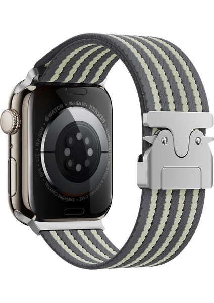 Apple Watch 44MM Lopard KRD-133 Naylon Kumaş Hasır Örgülü Kordon