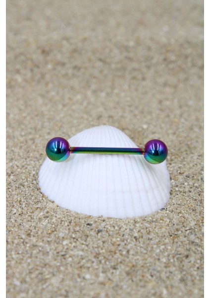 Piercing Dil Piercing Cerrahi Çelik Gökkuşağı Renk Top Çap 6 mm