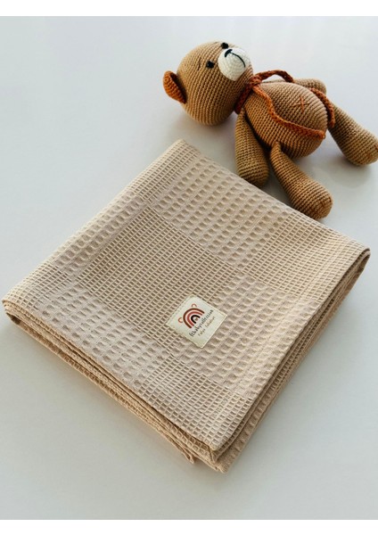 Ftbabycollection %100 Pamuk Waffle Pike Bebek Battaniyesi 90X100 CM – Cappuccino modelleri