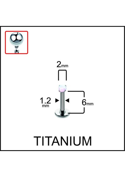 Yüksek Kalite G23 Titanyum Titanium Opal Taşlı Kıkırdak Helix Tragus Conch Titanyum Piercing