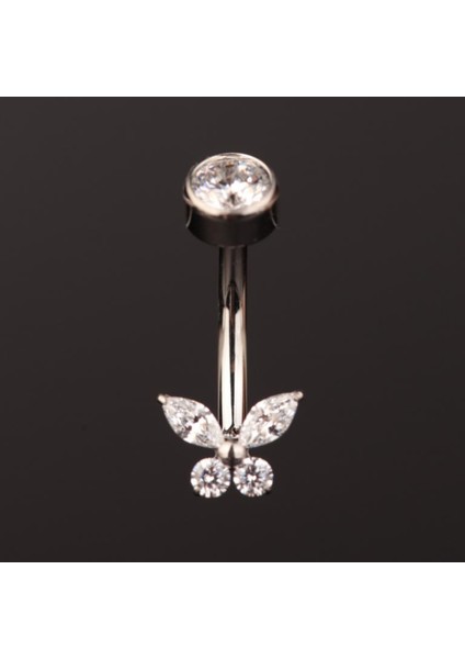 Yüksek Kalite G23 Titanium Zirkon Taşlı Kelebek Titanyum Göbek Piercingi
