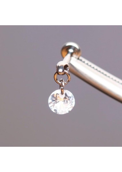 Yüksek Kalite G23 Titanium Sallantılı Zirkon Taşlı Dudak Helix Tragus Kıkırdak Titanyum Piercing