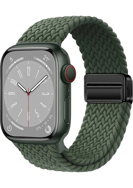Apple Watch 7 41MM Lopard KRD-134 Örgü Tasarımlı Hasır Kordon Strap Kayış