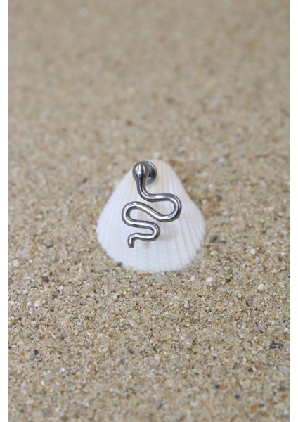 Piercing Cerrahi Çelik Piercing Kıkırdak Tragus Conch Helix Silver Renk Kıvrık Yılan