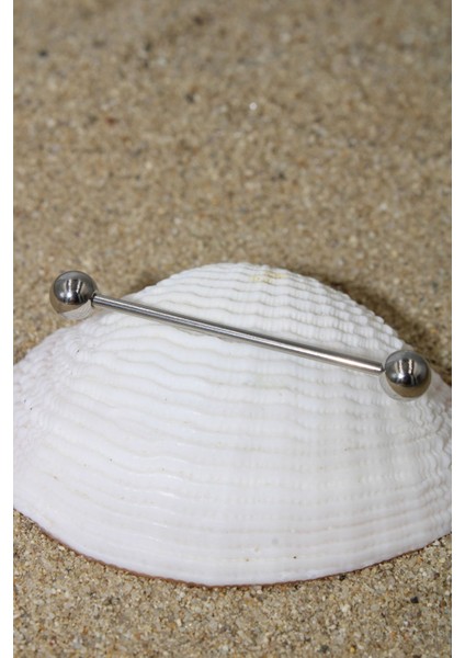 Piercing Köprü Piercing Cerrahi Çelik Silver Renk Top Çap 6 mm Klasik Industrial Köprü