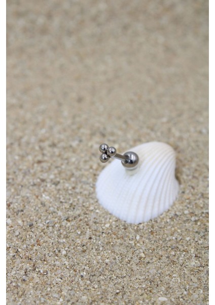 Piercing Cerrahi Çelik Piercing Kıkırdak Tragus Conch Helix Silver Renk Üç Top Toplu