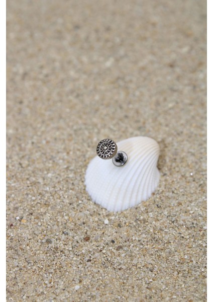 Piercing Cerrahi Çelik Piercing Etnik Kıkırdak Tragus Conch Helix Silver Renk Çizgili Etnik